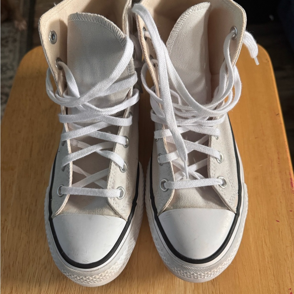 Converse High-Top Sneakers in Cream and White